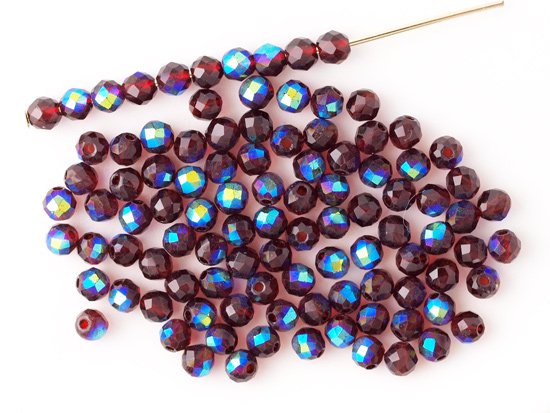 deep red AB round cut beads 3m