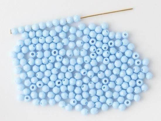 light blue opaque round beads 2mm