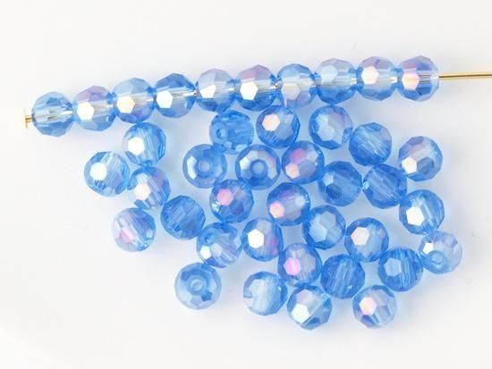 light sapphire blue luster round cut beads 4mm