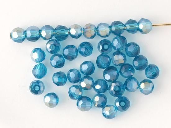 light indigo blue luster round cut beads 4mm