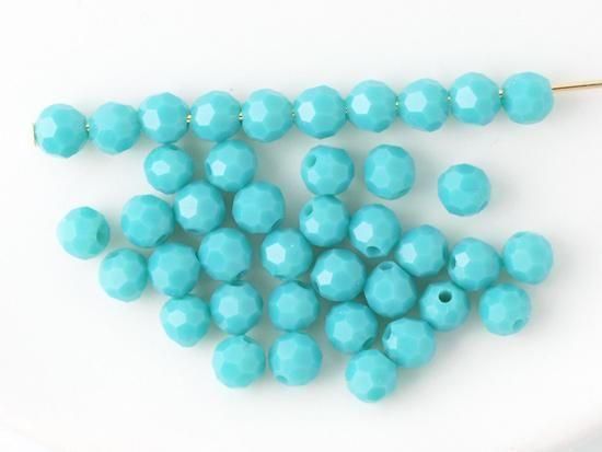 turquoise blue round cut beads 4mm