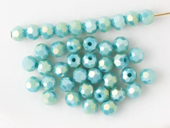 turquoise blue AB round cut beads 4mm