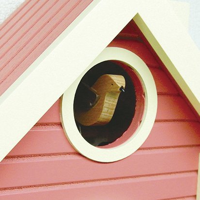 パステルカラーの鳩小屋風インテリア鳩時計(カッコークロック：ピンク) - さんてる