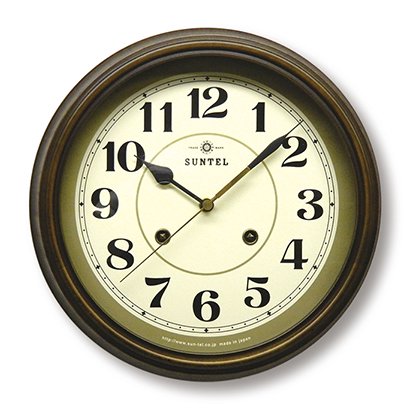 電波式のレトロ掛け時計(アンティークブラウン)。昔のユーロスタイルを