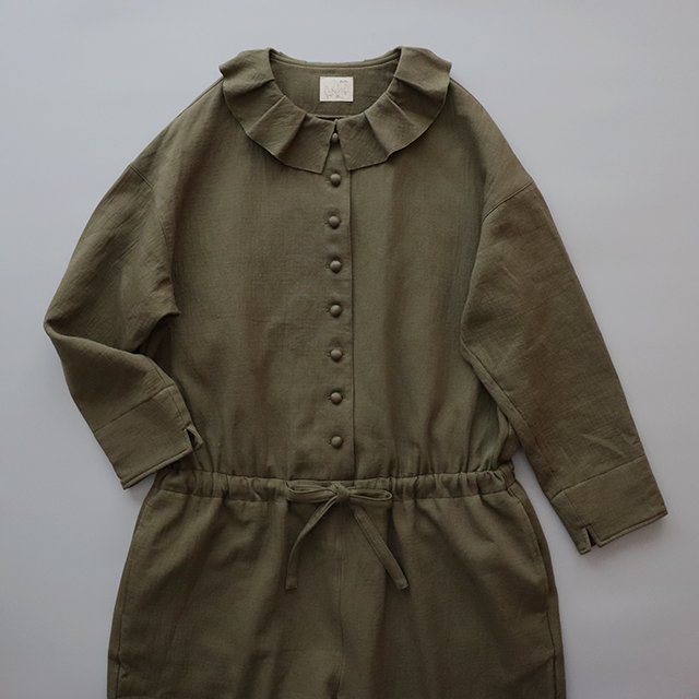 frill jump suit / khaki - PUKU