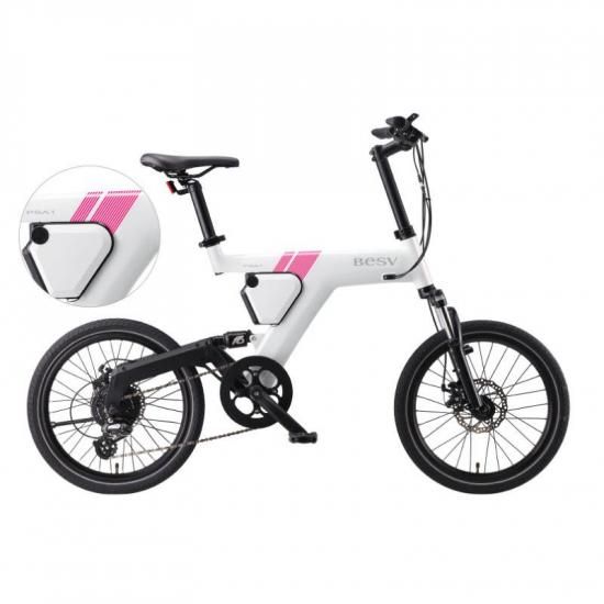 来店納車限定 正規品 BESV PSA1 ホワイト&ストライプピンク 電動アシスト自転車 e-Bike ベスビー - 物見山RIDE 正規品ショップ