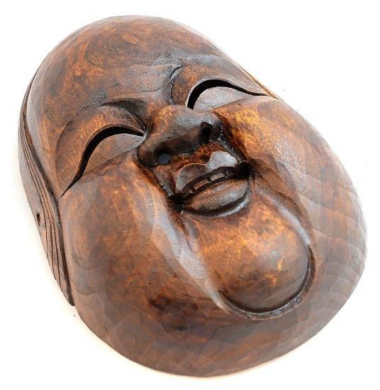 おかめ　木彫のお面　⑤ 面 おかめ 木彫 | 古物屋 壱両