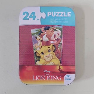 ディズニーキャラクターパズル缶　24ピースｘ1個　ライオンキング（シンバ、ティモン、プンバァ）