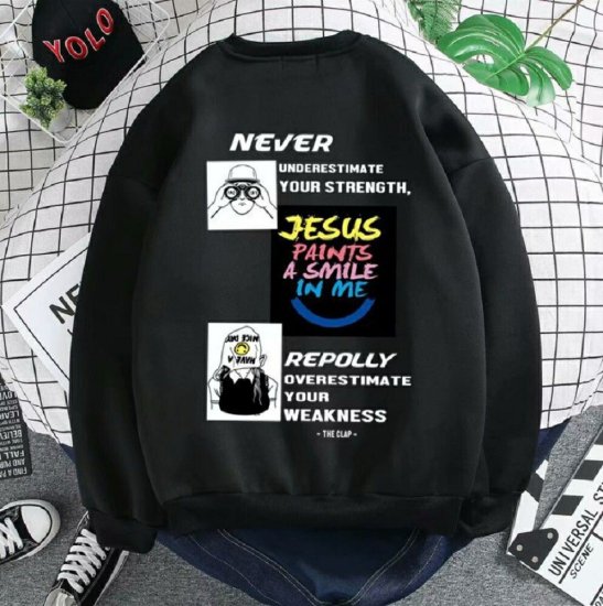 トレーナー ロンT Never jesus ネバー ジーザス 韓国ファッション ヒップ - Good-D