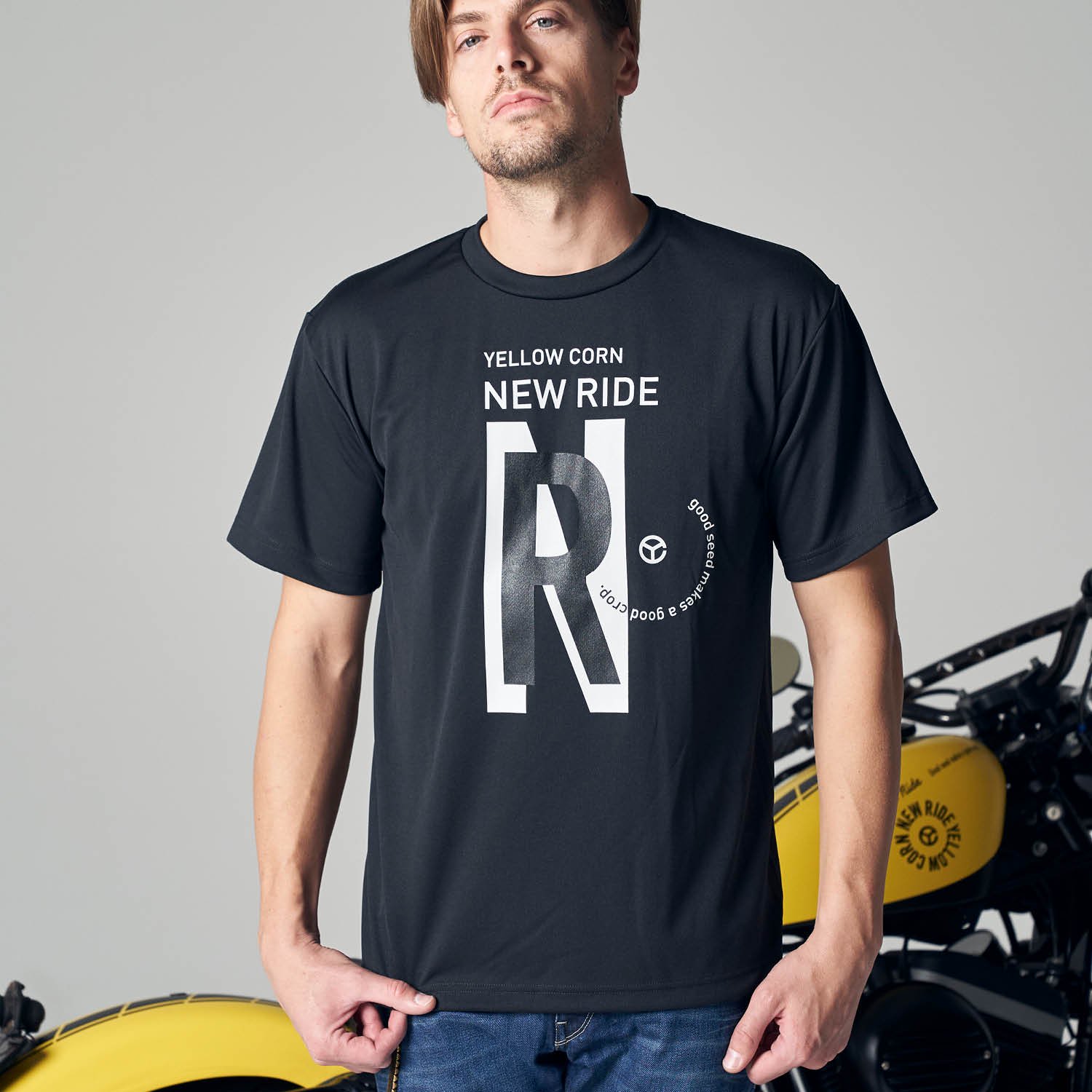 YELLOW CORN NEW RIDE ドライTシャツ - NEW RIDE SEED shop