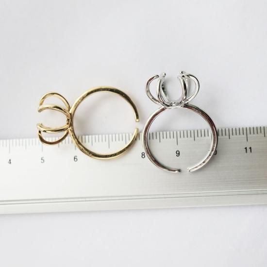 【アンティーク調リング】爪リング Silver925 リング空枠（爪留め）ラウンド6mm 18KGP 1個 金具