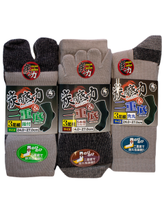Regular Charcoal Bottom Socks | 3 pairs (炭の底力 ソックス | 3足組) 