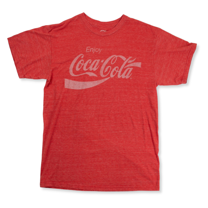 【企業物Tシャツ】コカ・コーラ染み込みプリント：レッド