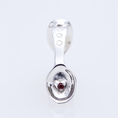 SILVER SPOON BABY RING WITH BIRTHSTONE - JANUARY -
