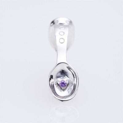 SILVER SPOON BABY RING WITH BIRTHSTONE - FEBRUARY -