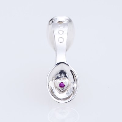 SILVER SPOON BABY RING WITH BIRTHSTONE - JULY -