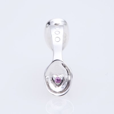 SILVER SPOON BABY RING WITH BIRTHSTONE - OCTOBER -