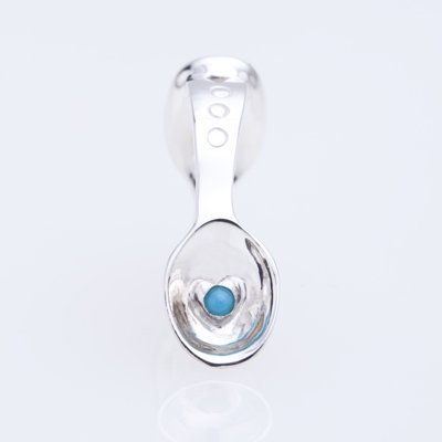 SILVER SPOON BABY RING WITH BIRTHSTONE - DECEMBER -