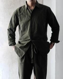 CASEY CASEY / BIG RACCOUCIE SHIRTS PAPER COTTON col.Dark Khaki