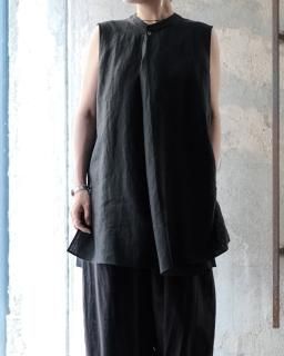 SP / 1/60 LINEN / HUE BLOUSE NO SLEEVE col.Black