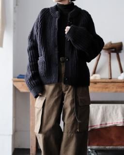 Nikki ESSENTIAL PIECES / Wool Slub Yarn Knit  Blouson col.Navy  Brown