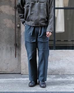 PHIGVEL / DOUBLE CLOTH BELTED TROUSERS col.Dust Black