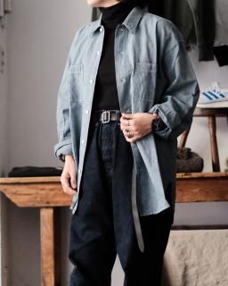 PHIGVEL / CHAMBRAY WORKADAY LS SHIRT col.Indigo (Vintage Wash)