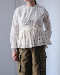 Khadi and Co / NEELEM2 (Jamdani dots Cotton) col.White / Indigo