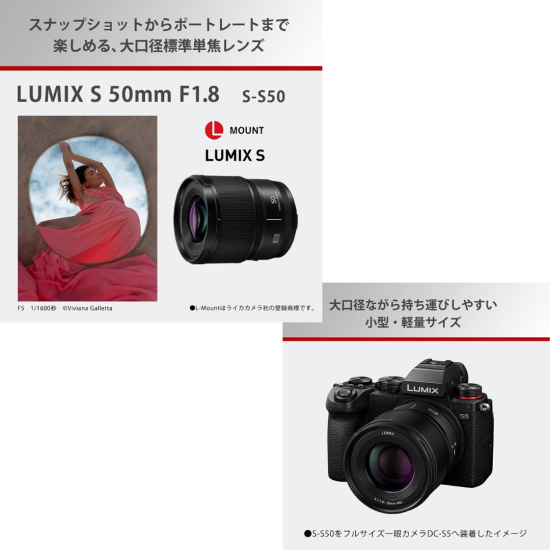 パナソニック 大口径標準単焦点レンズ フルサイズミラーレス一眼 Lマウントシステム用 ルミックス LUMIX S 50mm F1.8 S-S50 -  WICEL