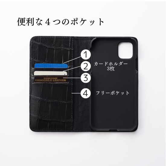 日本製 クロコダイル ポロサス iPhoneケース12/12pro【マットタイプ】 スモールクロコ 本革 - UPEPOA