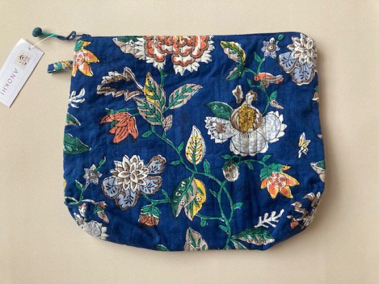 Block Print Pouch L Blue