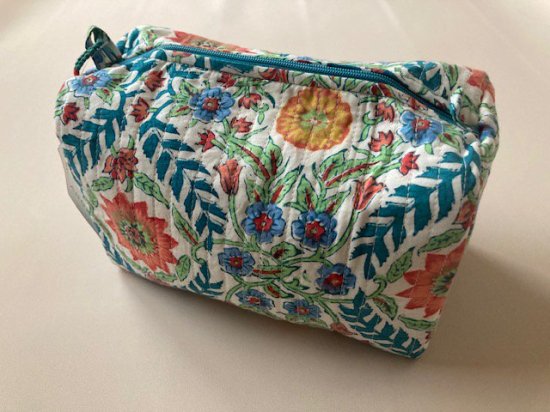 Block Print Pouch M Green