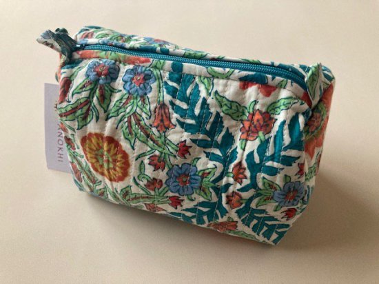 Block Print Pouch S Green