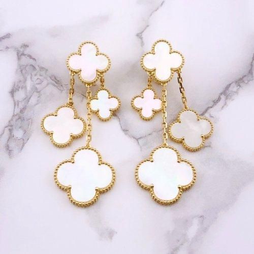 高品質 クローバー ピアス マザーオブパール YG ピアスチャーム マザーオブパール ホワイト クローバー 白蝶真珠