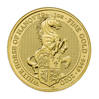 2020イギリス『クィーンズビースト・白馬』1オンス（31.1g）地金型金貨 カプセルケース付 新品