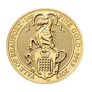2019イギリス『クィーンズビースト・エアレー』1オンス（31.1g）地金型金貨 カプセルケース付 新品