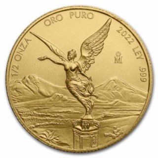 2022 メキシコ リベルタード金貨 1/2オンス 地金型 新品 クリアケース付