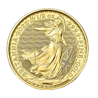 2022イギリス『ゴールドブリタニア』1/2オンス（15.6g）地金型金貨 カプセルケース付 新品