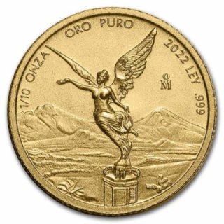 2022 メキシコ リベルタード金貨 1/10オンス 地金型 新品 クリアケース付