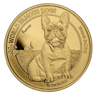 2022 スイス『フレンチブルドッグ』世界の名犬シリーズ 1オンス 地金型金貨 クリアケース付 新品未使用 限定1000