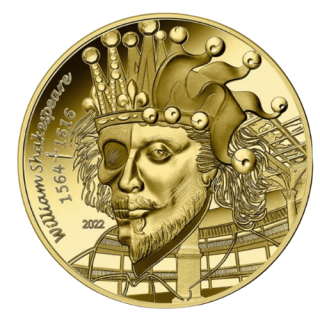 2022 フランス『シェイクスピア』ペンの芸術 1/4オンス 地金型金貨 クリアケース付 新品未使用 限定500