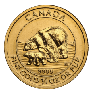 2015 カナダ『ホッキョクグマとコグマ』 1/4オンス 地金型金貨 クリアケース付 新品未使用  