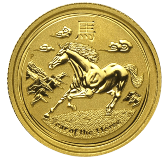 2014  オーストラリア『馬』 干支シリーズ シリーズ�1/10オンス 地金型金貨  クリアケース付 新品未使用 