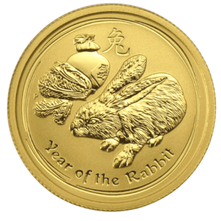 2011  オーストラリア『兎』 干支シリーズ シリーズ�1/4オンス 地金型金貨  クリアケース付 新品未使用 