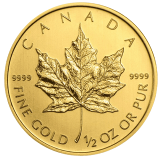 2013 カナダ メイプルリーフ 1/2オンス 地金型金貨 クリアケース付 新品未使用  