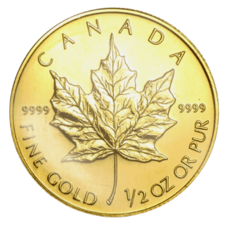 1998 カナダ メイプルリーフ 1/2オンス 地金型金貨 クリアケース付 新品未使用  