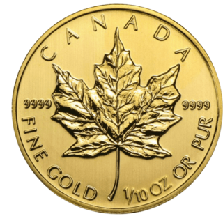 2014 カナダ メイプルリーフ 1/10オンス 地金型金貨 クリアケース付 新品未使用  