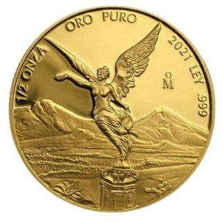 2021 メキシコ リベルタード金貨 1/2オンス プルーフ 新品 クリアケース付