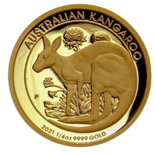 2021 オーストラリア カンガルー金貨   1/4オンス プルーフ金貨  専用箱入り 新品未使用  