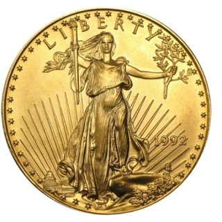 1992 アメリカ『ゴールドイーグル』 1オンス 地金型金貨 クリアケース付 新品未使用  